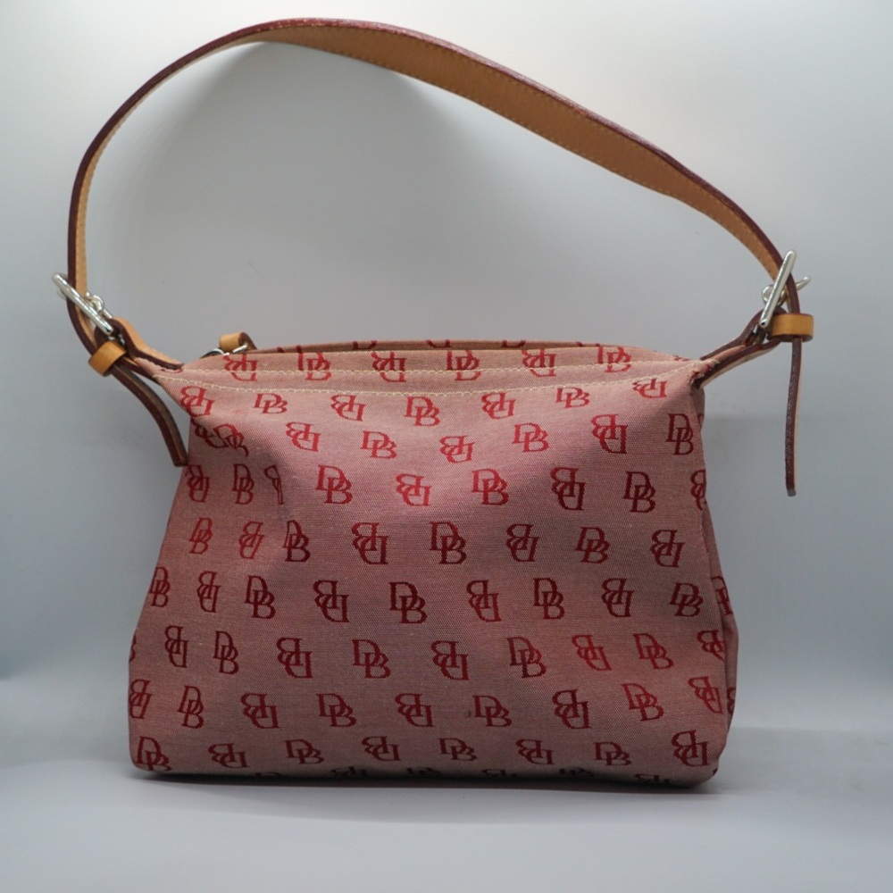 Dooney & Bourke Red Small Hobo Bag Purse DB Initial Design Light Leather Handle